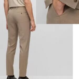 Boss Hugo Boss Brown Flat Front Virgin Wool Vintage Dress Trousers size 34R